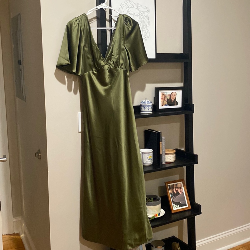 Petal & Pup Green Satin Dress
